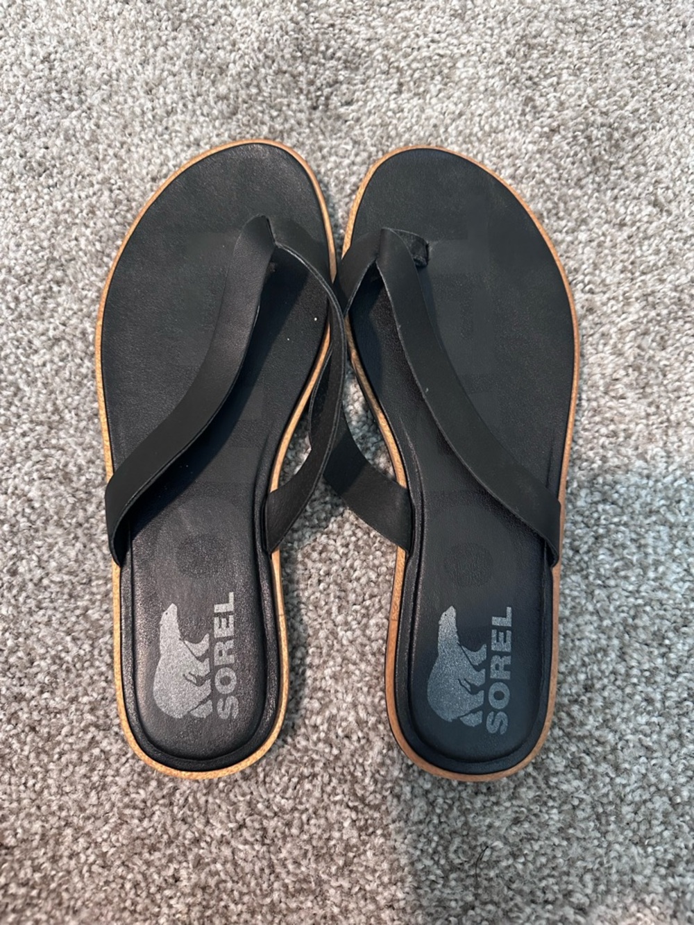 Sorel Black Flip Flop Sandals